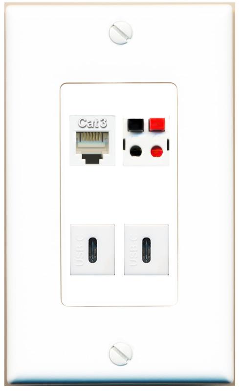 RiteAV PHONE SPEAKER 2 USBC Wall Plate [White]