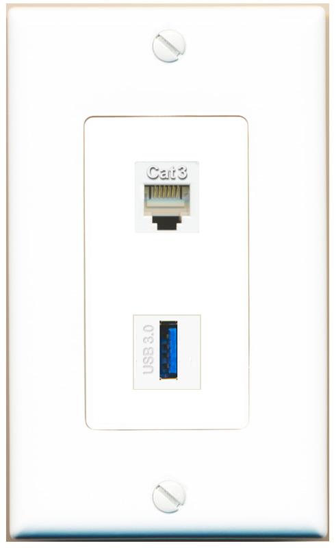 PHONE USB-3 Wall Plate [White]