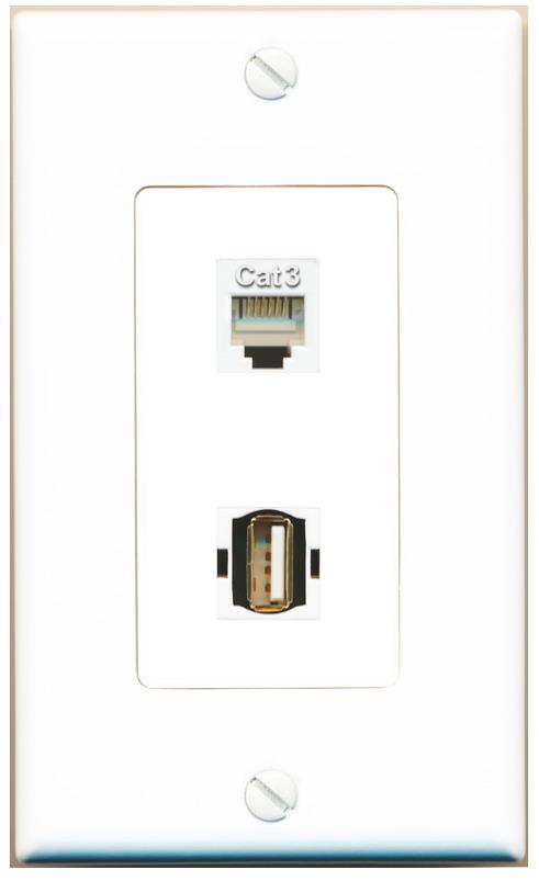 PHONE USB2 Wall Plate [White]