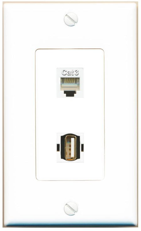 PHONE USB2 Wall Plate [White]