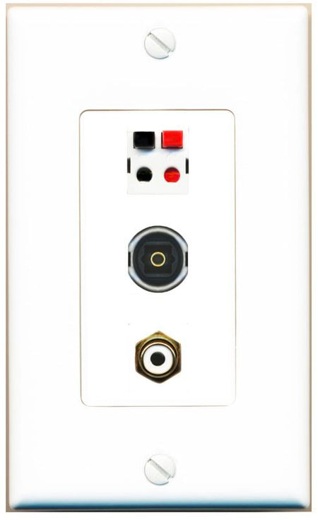 RCA-WHITE SPEAKER TOSLINK Wall Plate [White]