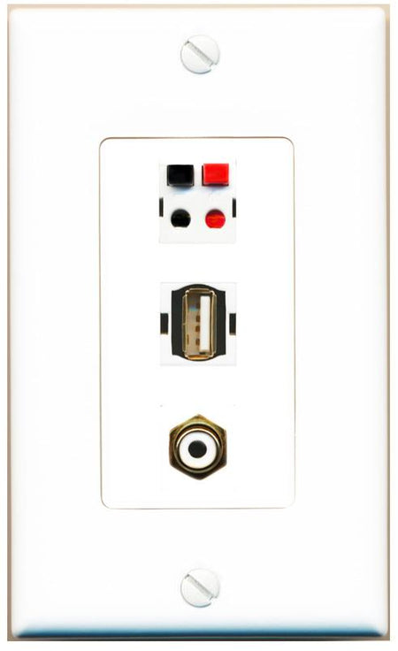 RCA-WHITE SPEAKER USB2 Wall Plate [White]