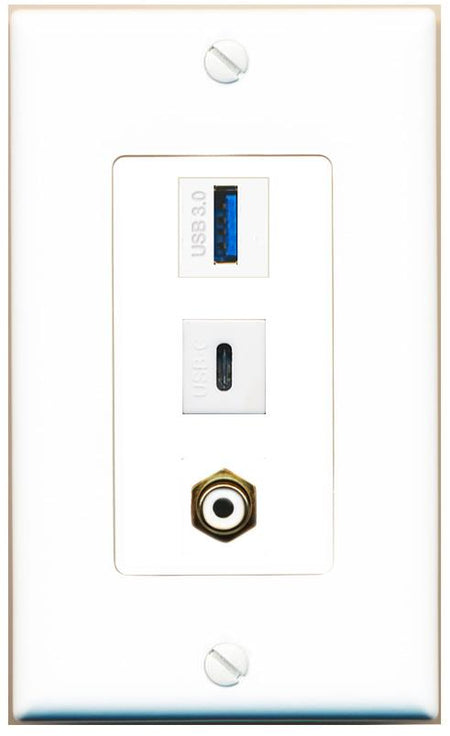 RCA-WHITE USB-3 USBC Wall Plate [White]