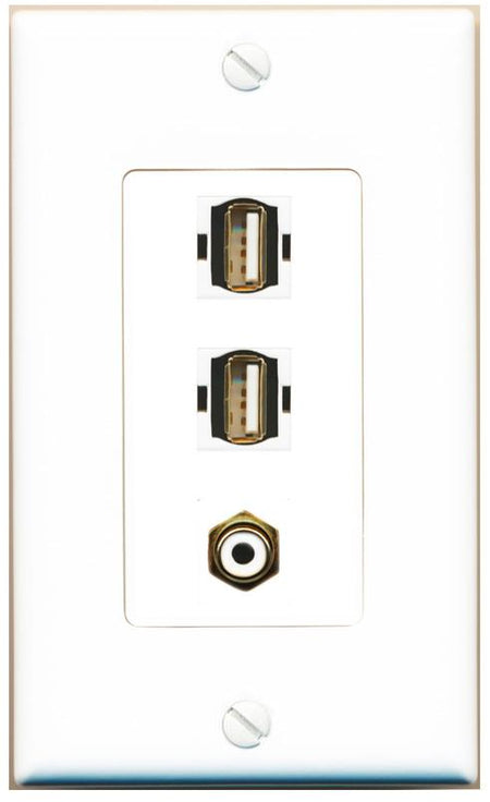 RCA-WHITE 2 USB2 Wall Plate [White]