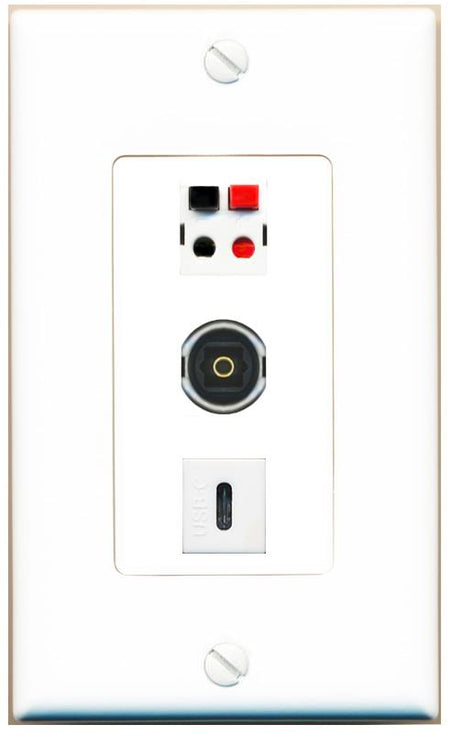 SPEAKER TOSLINK USBC Wall Plate [White]