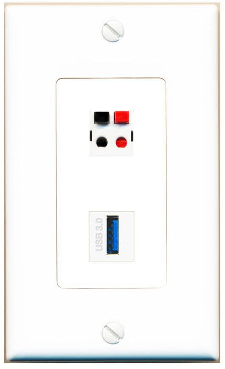 SPEAKER USB-3 Wall Plate [White]