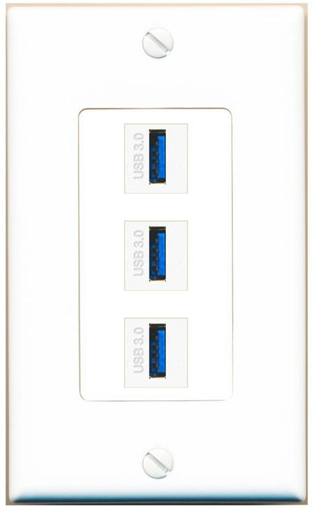 3 USB-3 Wall Plate [White]