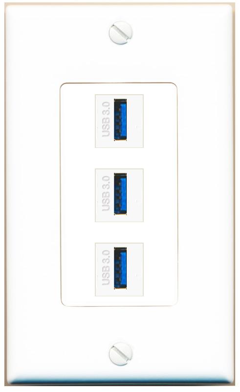 3 USB-3 Wall Plate [White]