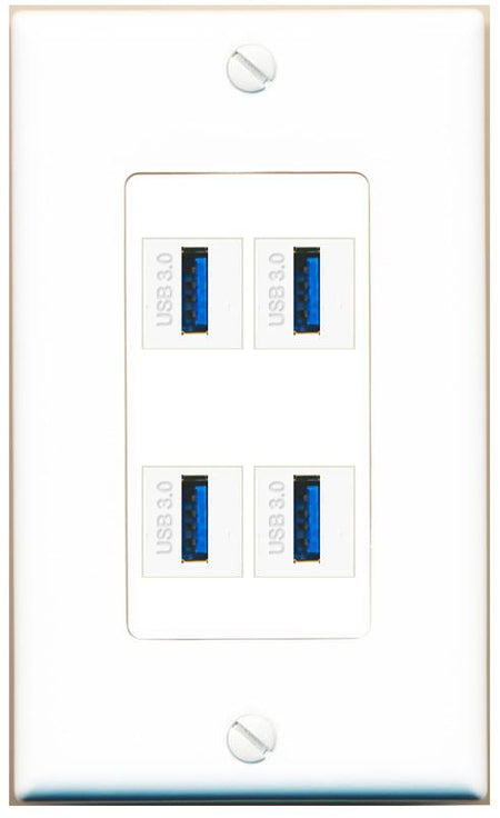 RiteAV 4 USB-3 Wall Plate [White]