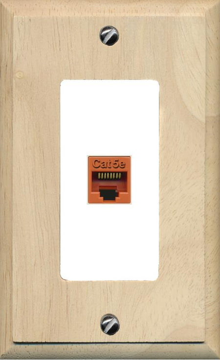 RiteAV -CAT5E-ORANGE Wall Plate [Wood/White]