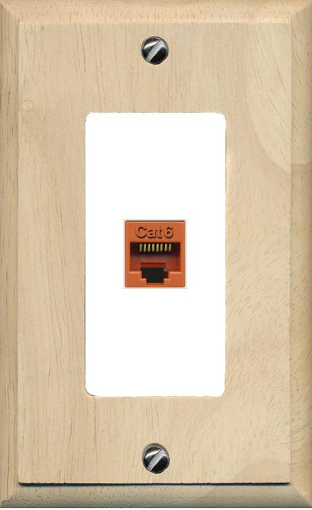 RiteAV -CAT6-ORANGE Wall Plate [Wood/White]