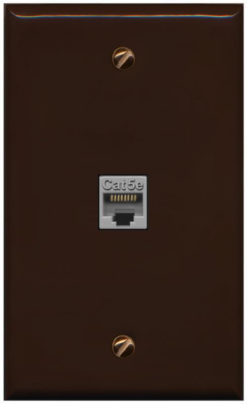 RiteAV -CAT5E-GRAY Wall Plate Flat/Solid [Brown]