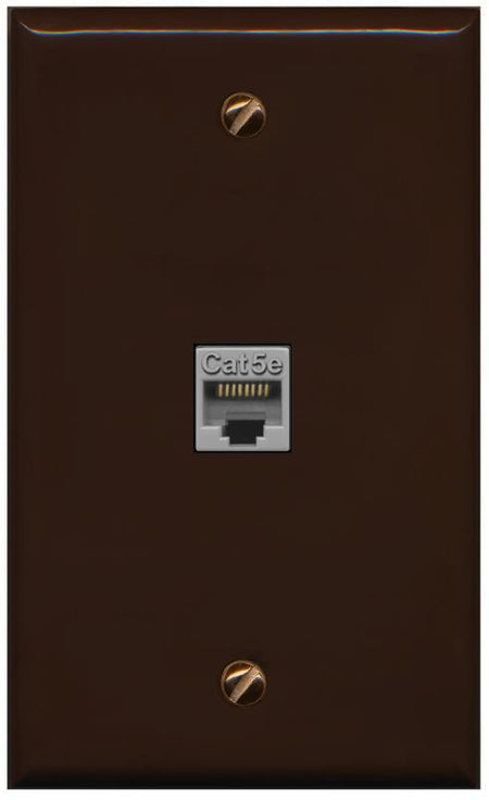 RiteAV -CAT5E-GRAY Wall Plate Flat/Solid [Brown]