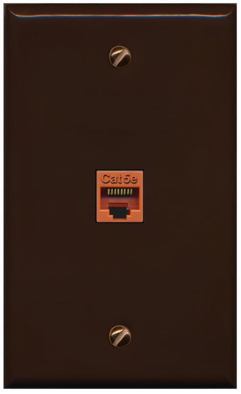 RiteAV -CAT5E-ORANGE Wall Plate Flat/Solid [Brown]