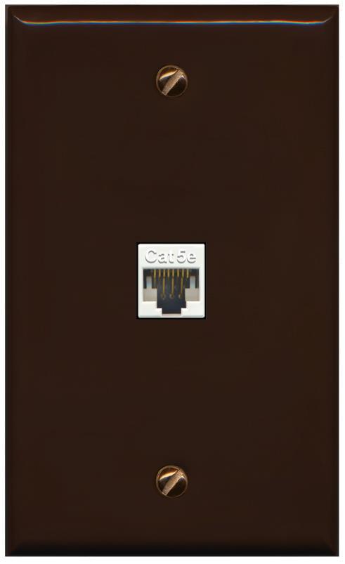 RiteAV -CAT5E-WHITE Wall Plate Flat/Solid [Brown]