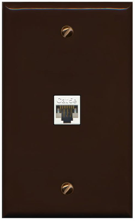 RiteAV -CAT5E-WHITE Wall Plate Flat/Solid [Brown]