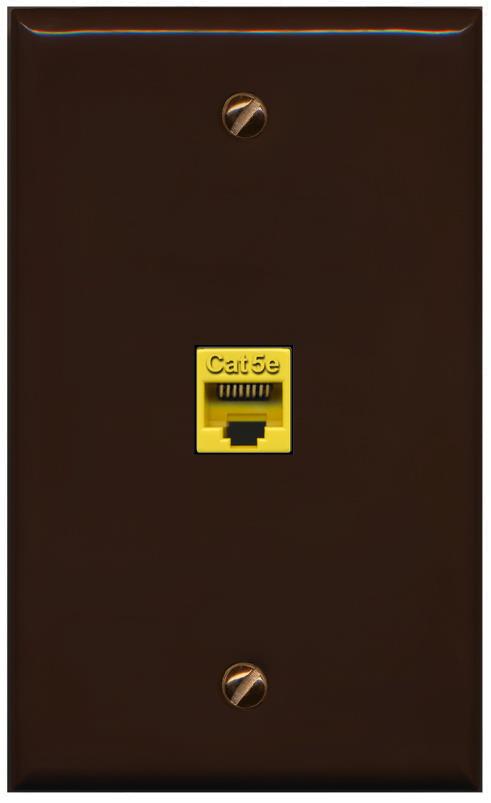 RiteAV -CAT5E-YELLOW Wall Plate Flat/Solid [Brown]
