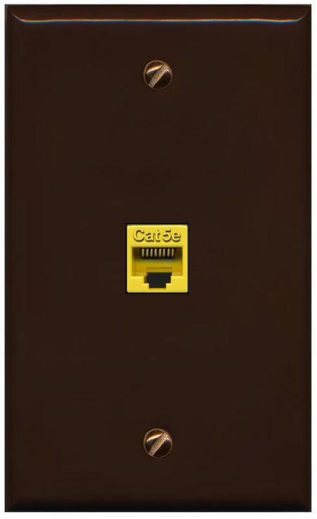 RiteAV -CAT5E-YELLOW Wall Plate Flat/Solid [Brown]