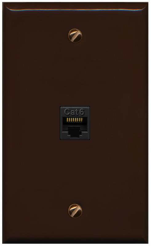 RiteAV -CAT6-BLACK Wall Plate Flat/Solid [Brown]