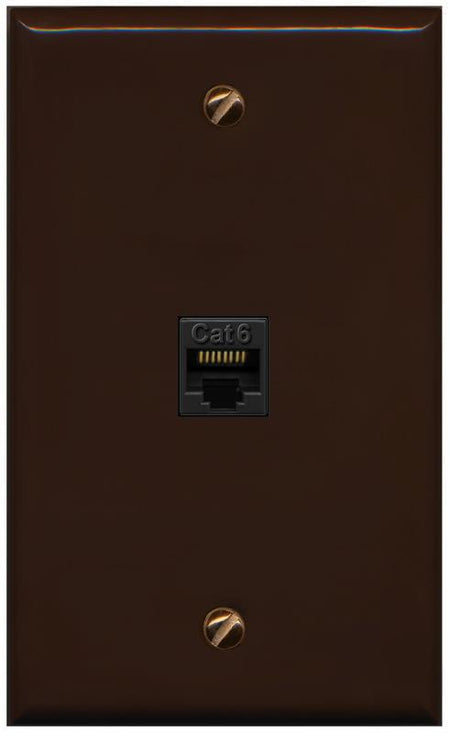 RiteAV -CAT6-BLACK Wall Plate Flat/Solid [Brown]