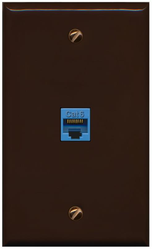 RiteAV -CAT6-BLUE Wall Plate Flat/Solid [Brown]