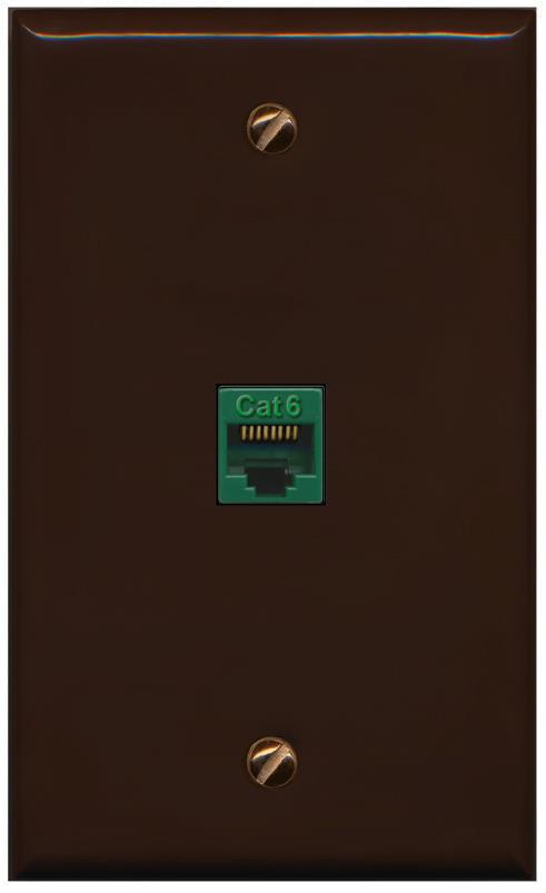 RiteAV -CAT6-GREEN Wall Plate Flat/Solid [Brown]