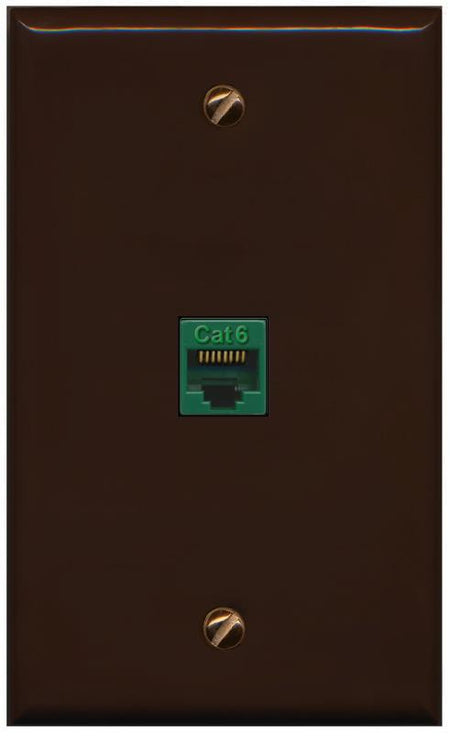 RiteAV -CAT6-GREEN Wall Plate Flat/Solid [Brown]