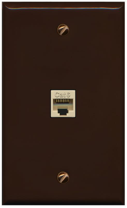 RiteAV -CAT6-IVORY Wall Plate Flat/Solid [Brown]