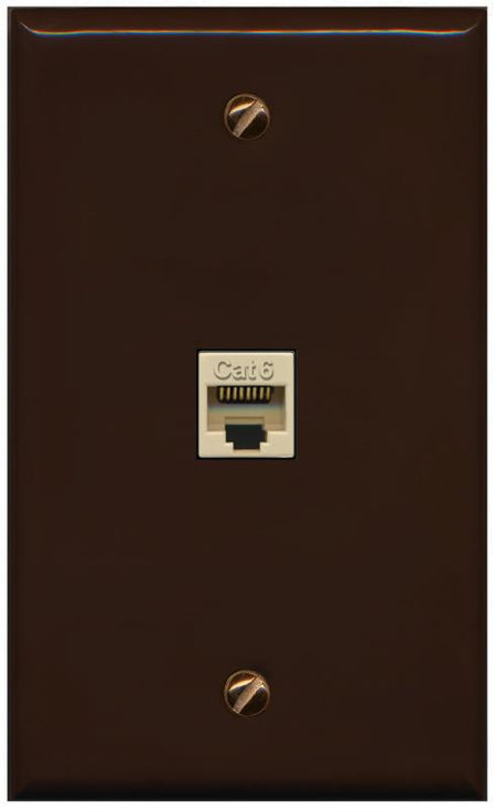 RiteAV -CAT6-IVORY Wall Plate Flat/Solid [Brown]