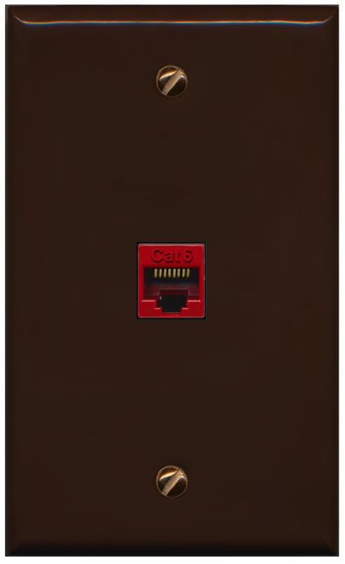 RiteAV -CAT6-RED Wall Plate Flat/Solid [Brown]