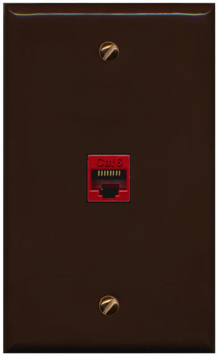 RiteAV -CAT6-RED Wall Plate Flat/Solid [Brown]