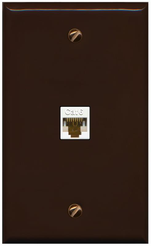 RiteAV -CAT6-WHITE Wall Plate Flat/Solid [Brown]