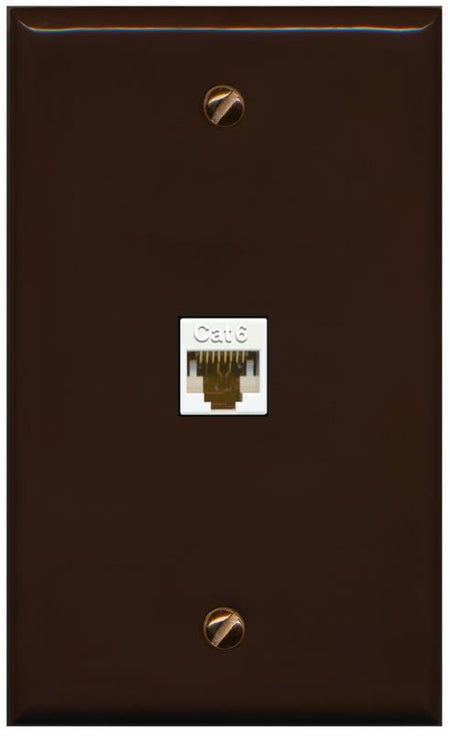 RiteAV -CAT6-WHITE Wall Plate Flat/Solid [Brown]