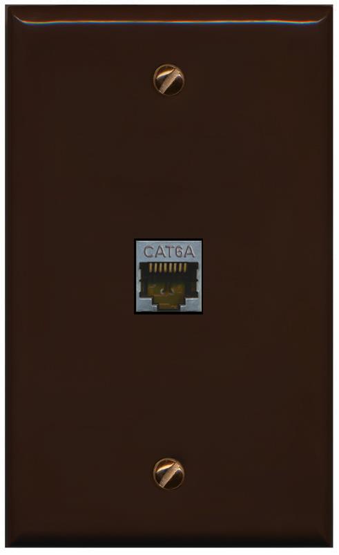 RiteAV -CAT6A Wall Plate Flat/Solid [Brown]