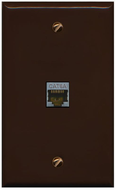 RiteAV -CAT6A Wall Plate Flat/Solid [Brown]
