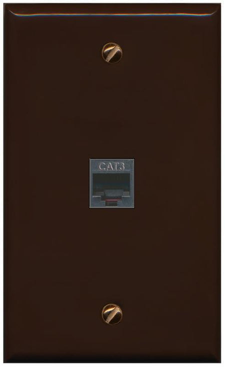 RiteAV -PHONE Wall Plate Flat/Solid [Brown]