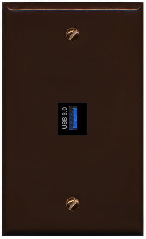 RiteAV -USB-3 Wall Plate Flat/Solid [Brown]