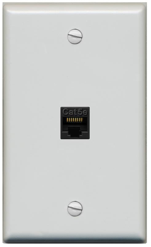RiteAV -CAT5E-BLACK Wall Plate Flat/Solid [Gray]