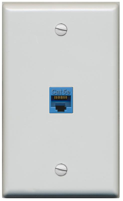 RiteAV -CAT5E-BLUE Wall Plate Flat/Solid [Gray]