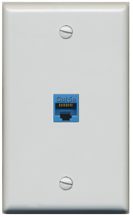 RiteAV -CAT5E-BLUE Wall Plate Flat/Solid [Gray]