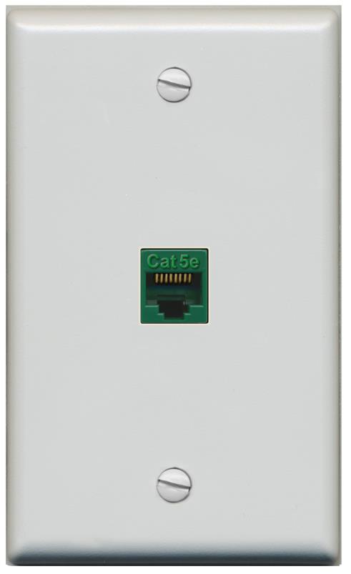 RiteAV -CAT5E-GREEN Wall Plate Flat/Solid [Gray]