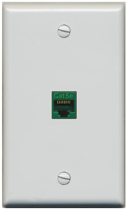 RiteAV -CAT5E-GREEN Wall Plate Flat/Solid [Gray]
