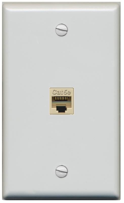 RiteAV -CAT5E-IVORY Wall Plate Flat/Solid [Gray]