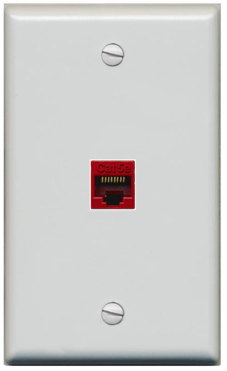 RiteAV -CAT5E-RED Wall Plate Flat/Solid [Gray]
