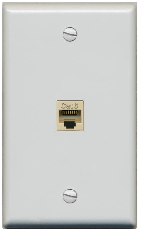 RiteAV -CAT6-IVORY Wall Plate Flat/Solid [Gray]
