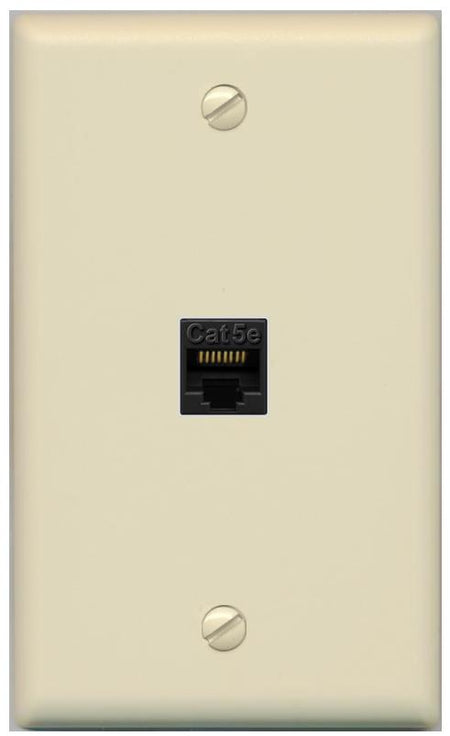 RiteAV -CAT5E-BLACK Wall Plate Flat/Solid [Ivory]