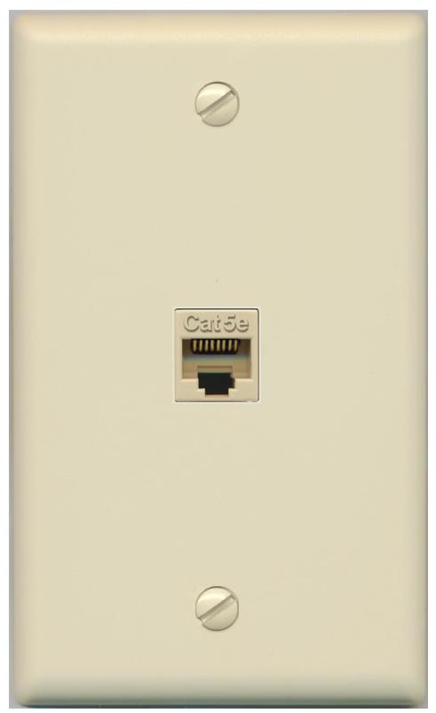 RiteAV -CAT5E-IVORY Wall Plate Flat/Solid [Ivory]