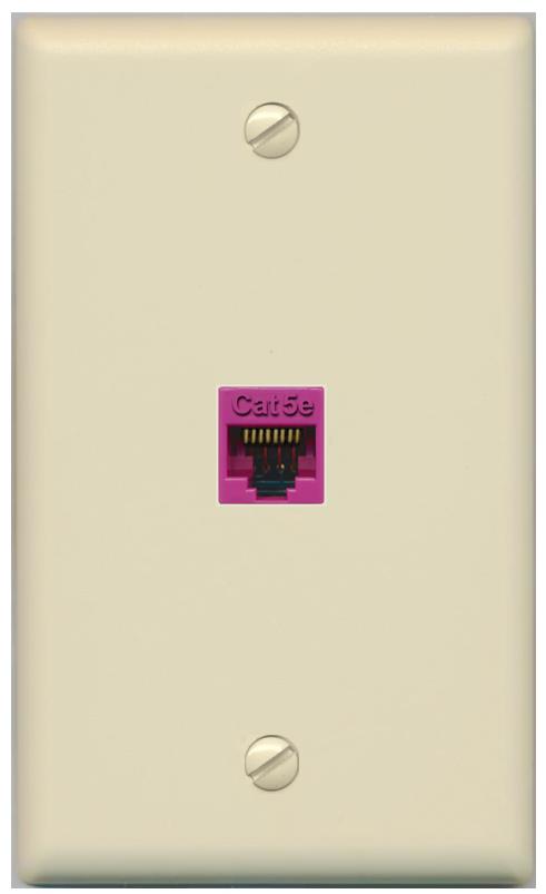 RiteAV -CAT5E-PINK Wall Plate Flat/Solid [Ivory]