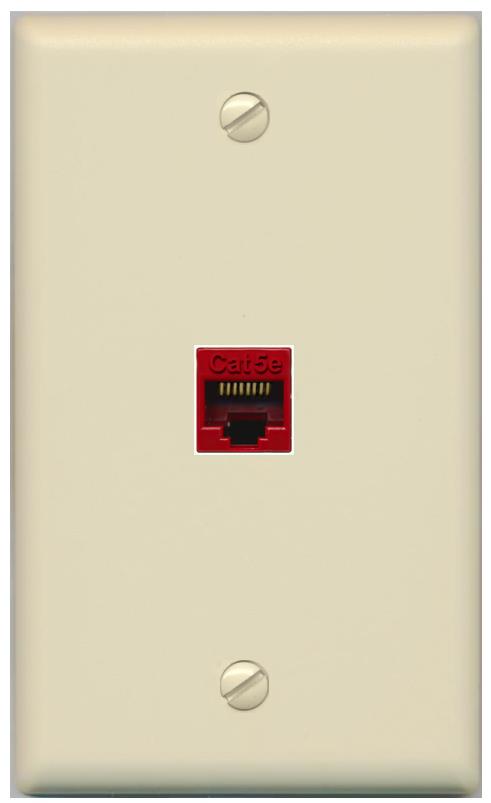 RiteAV -CAT5E-RED Wall Plate Flat/Solid [Ivory]