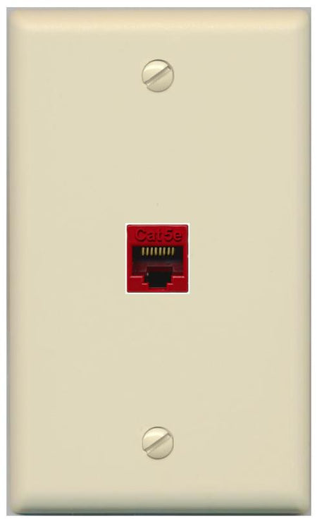 RiteAV -CAT5E-RED Wall Plate Flat/Solid [Ivory]